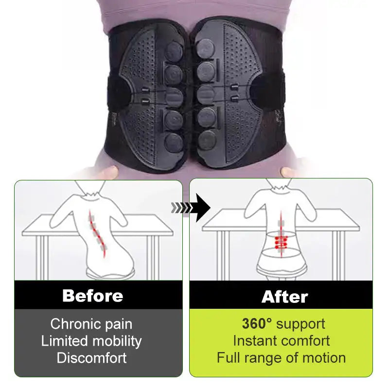 Adjustable Lumbar Support Belt Double Pull Unisex Back Brace for Posture Correction and Pain Relief