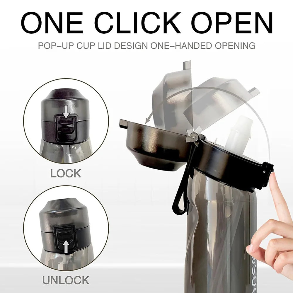 Air Up-flavored vandflaske 650 ml med 7 frugtduftbælg Sukkerfri Nul kalorie-duftbaseret hydreringssystem Grøn
