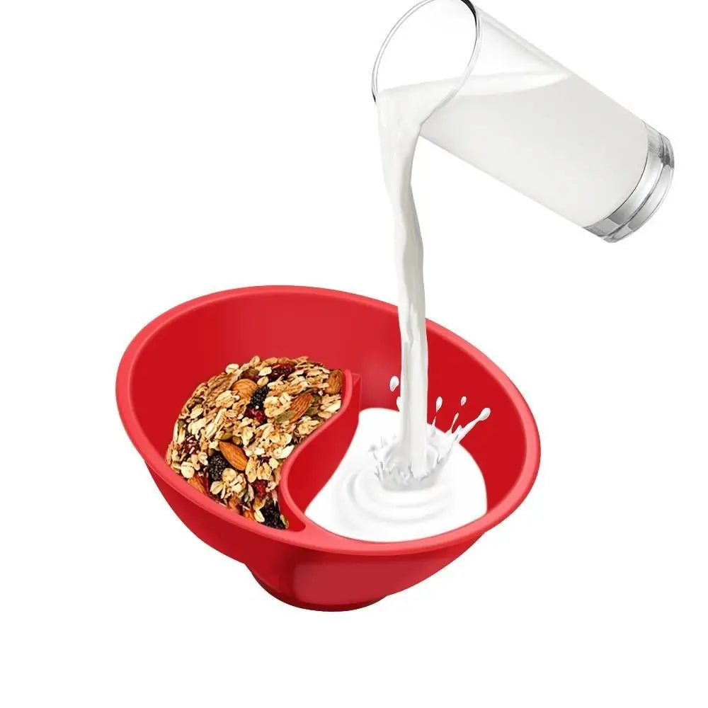 Anti-soggy separeret kornskål Aldrig soggy design med tør våd separation for perfekt crunch hver gang blå