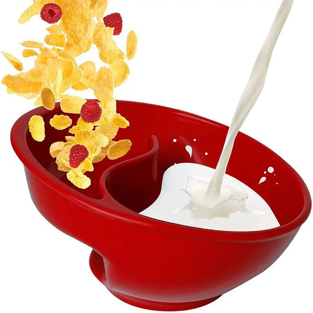 Anti Soggy Separated Cereal Bowl Never Soggy Design with Dry Wet Separation for Perfect Crunch Every Time White