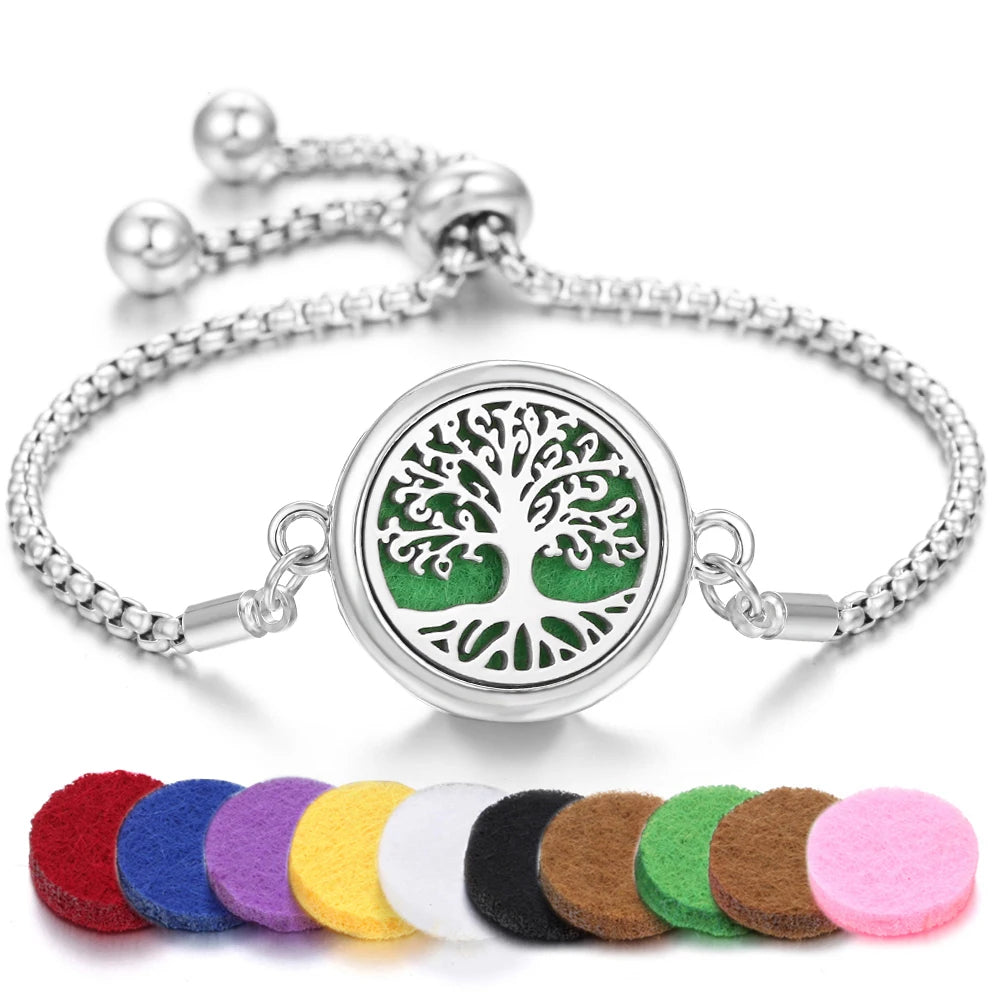 Aromatherapy Scent Bracelet Essential Oil Diffuser Locket Jewelry Black