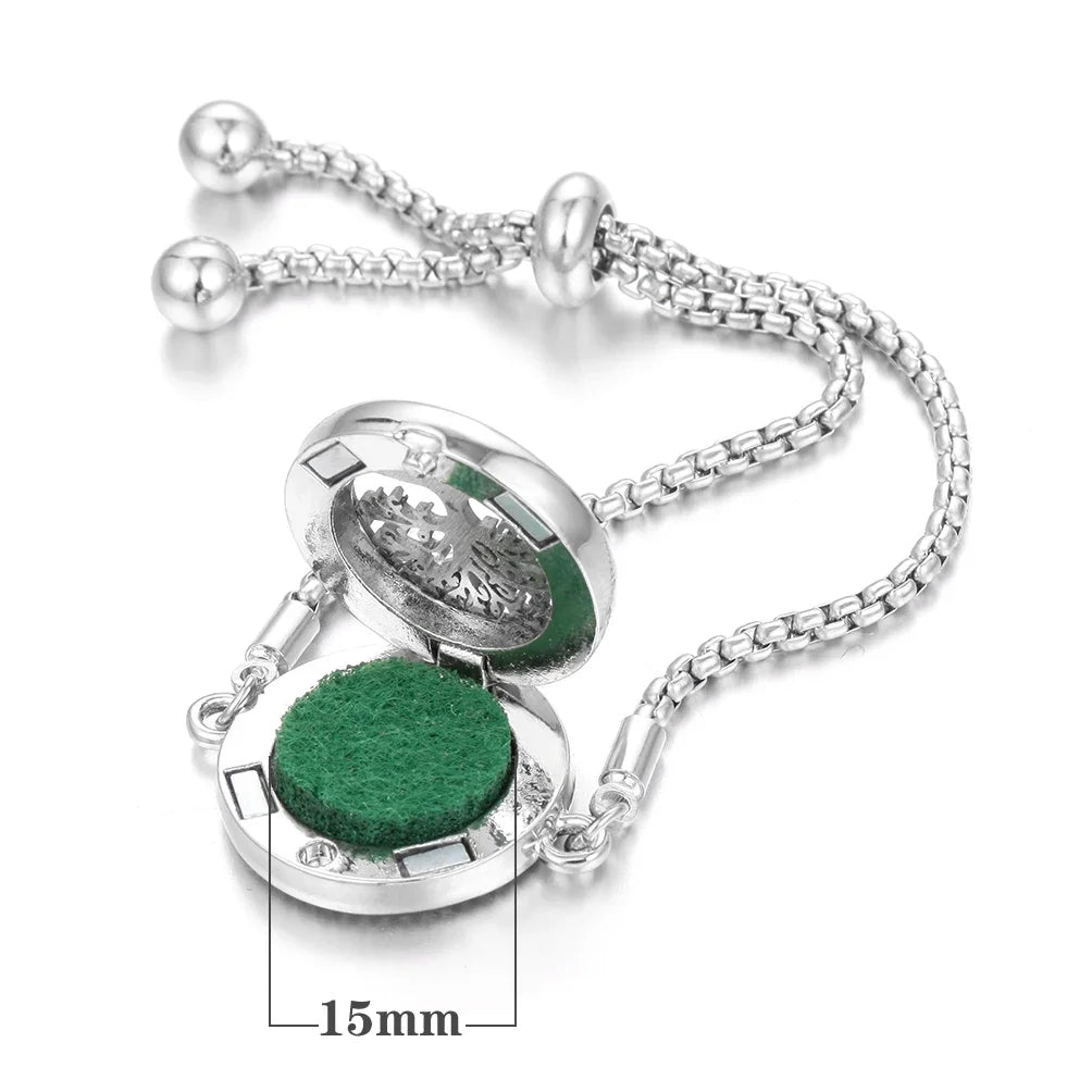 Aromatherapy Scent Bracelet Essential Oil Diffuser Locket Jewelry Gold