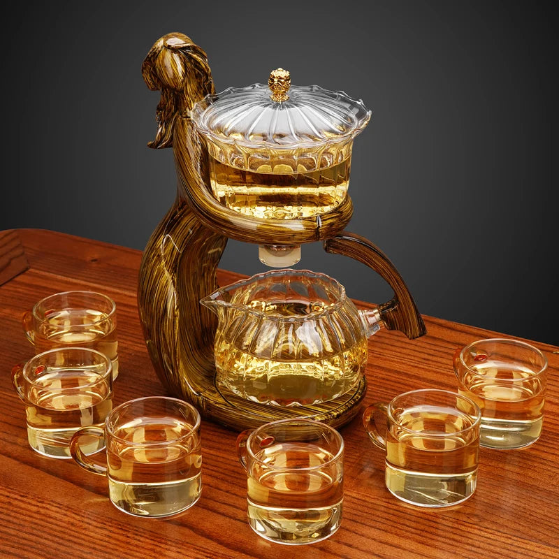 Automatic Lazy Tea Maker Semi Automatic Glass Teapot with Infuser for Blooming and Loose Leaf Tea