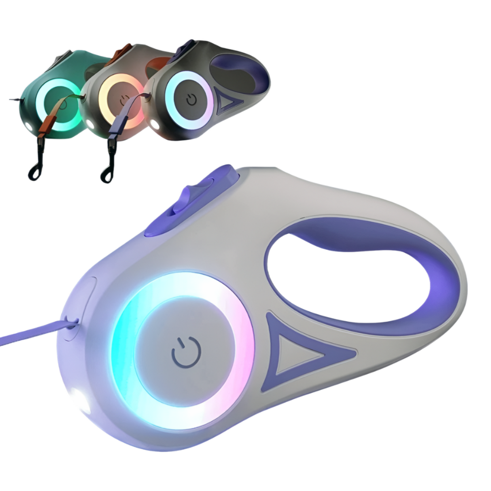 Automatisk tilbagetrækkeligt lysende hundetov