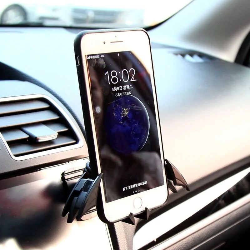 Bat Shaped Gravity Phone Holder for Cars Universal Vent Mount with Automatic Locking for 4 to 6.5 Inch Phones Gray