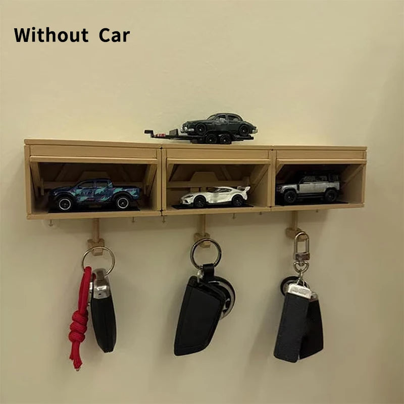 Car Garage Key Organizer med åbningsdør 3D-printet vægmonteret holder til bilentusiaster