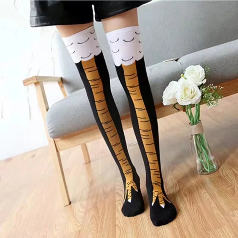 Chicken Feet Animal Paw Socks Knee High Novelty Design for Women and Men Green