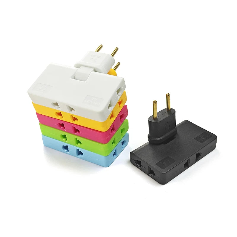 Compact 3 in 1 Rotatable Socket Extender 180 Degree Swivel Plug Adapter for US EU Outlets