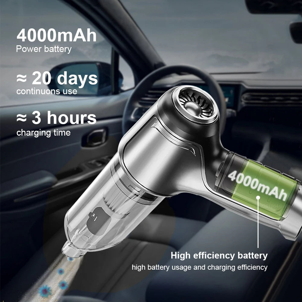 Penyedot Debu & Peniup Mobil terbuat dari bahan berkualitas tinggi, memberikan fungsi hisap dan tiup yang kuat, ringan dan portabel untuk memudahkan pembersihan mobil.