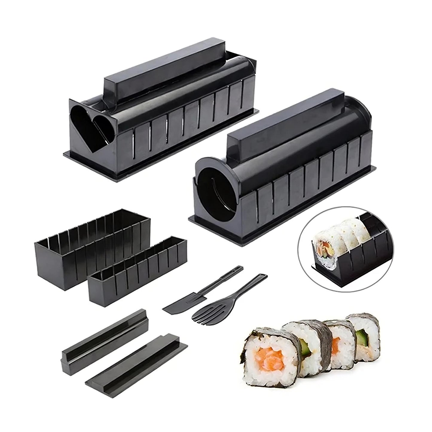 Complete Sushi Rolling Kit DIY Sushi Maker with Mold Fork and Spatula for Homemade Sushi