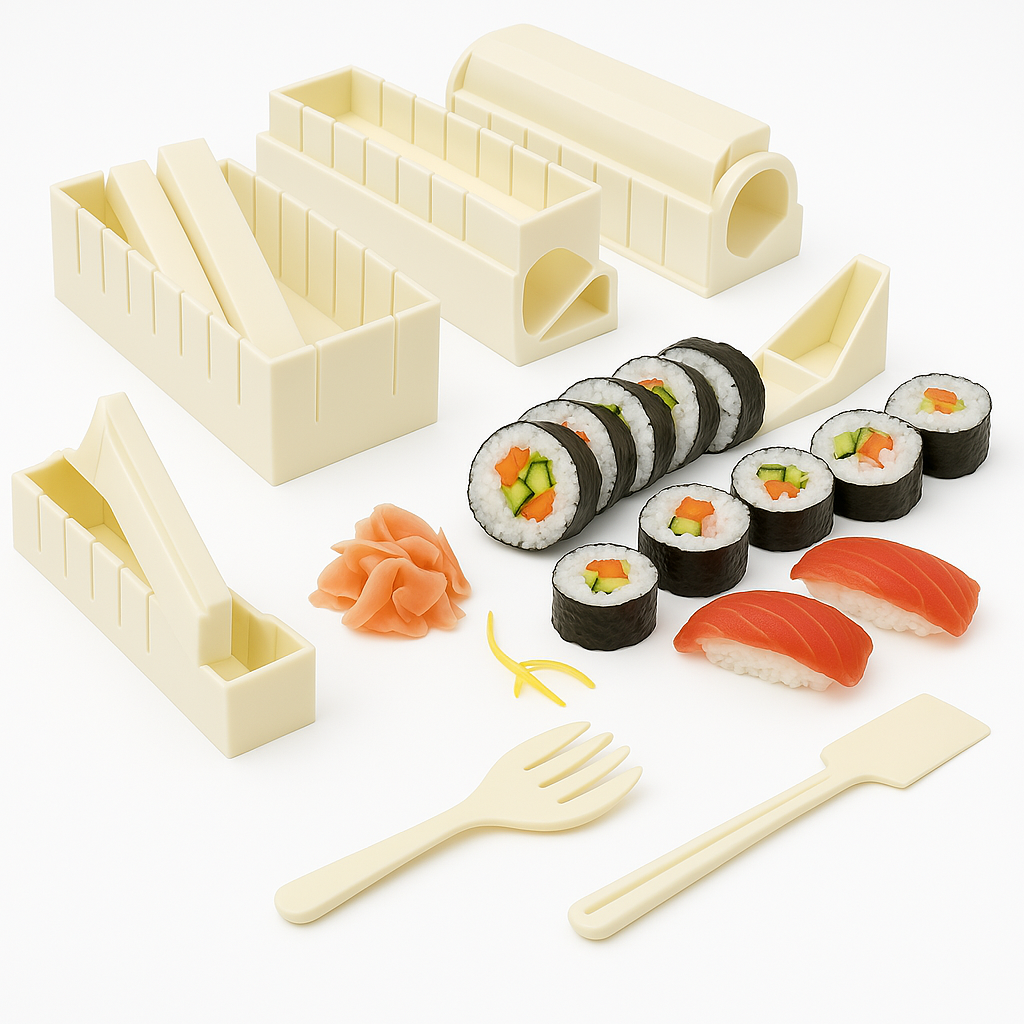 DIY Sushi Maker Kit with Mold Fork and Spatula Complete Rolling Kit for Homemade Sushi