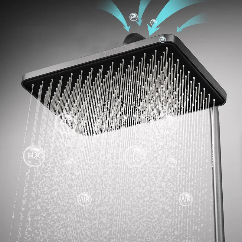 Digital Temperature Luxury Thermostatic Shower System Piano Key Controls with Ambient LED Lighting