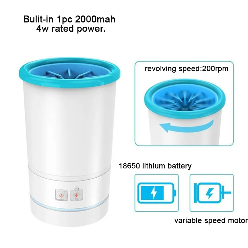 Automatisk Paw Cleaner lavet af højkvalitets, holdbare materialer, designet til at rense kæledyrs poter hurtigt og effektivt, skånsomt mod pels og hud.