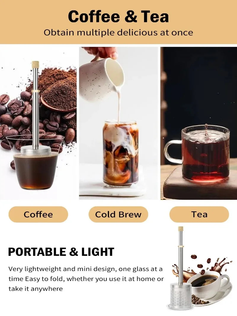 Miljøvenligt genanvendeligt kaffe- og tefilter i rustfrit stål Bæredygtigt hæld over brygning for perfekt smag Rose guld