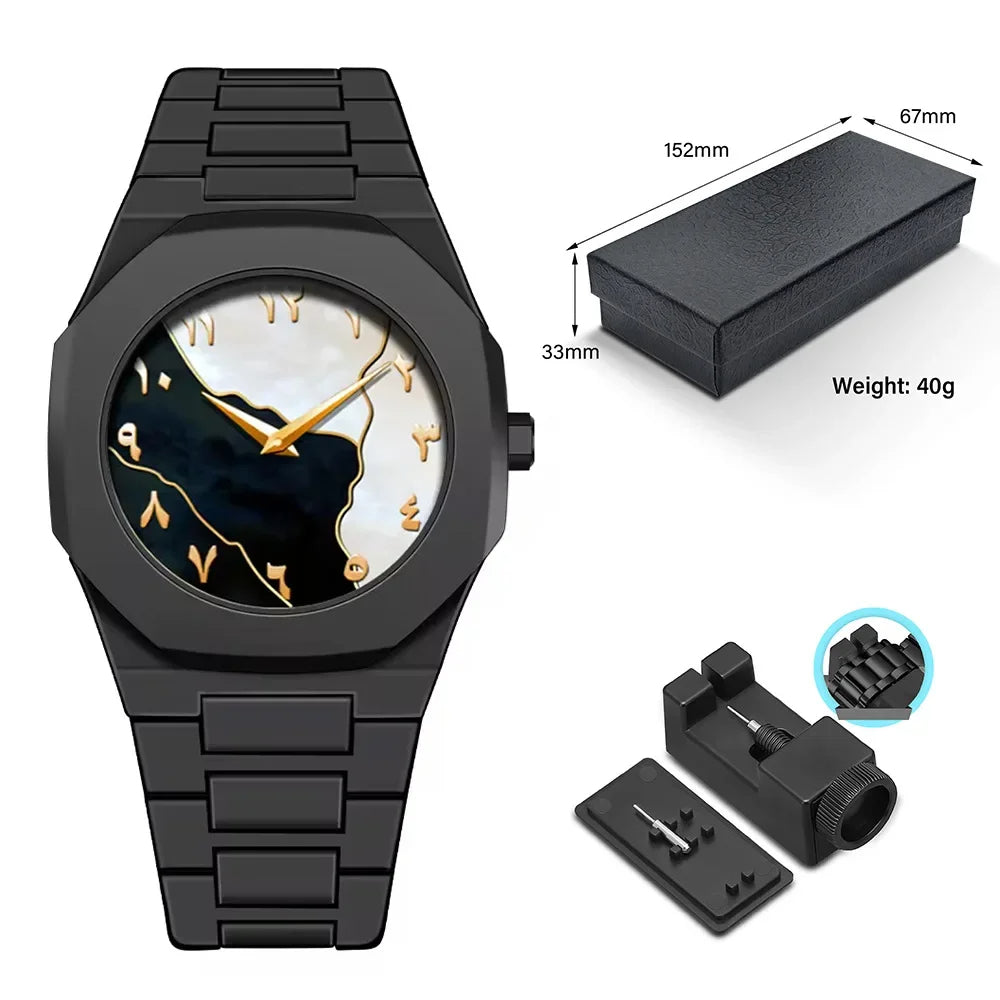 Elegant Leather Strap Minimalistic Arabic Numerals Unisex Quartz Watch with Waterproof Feature