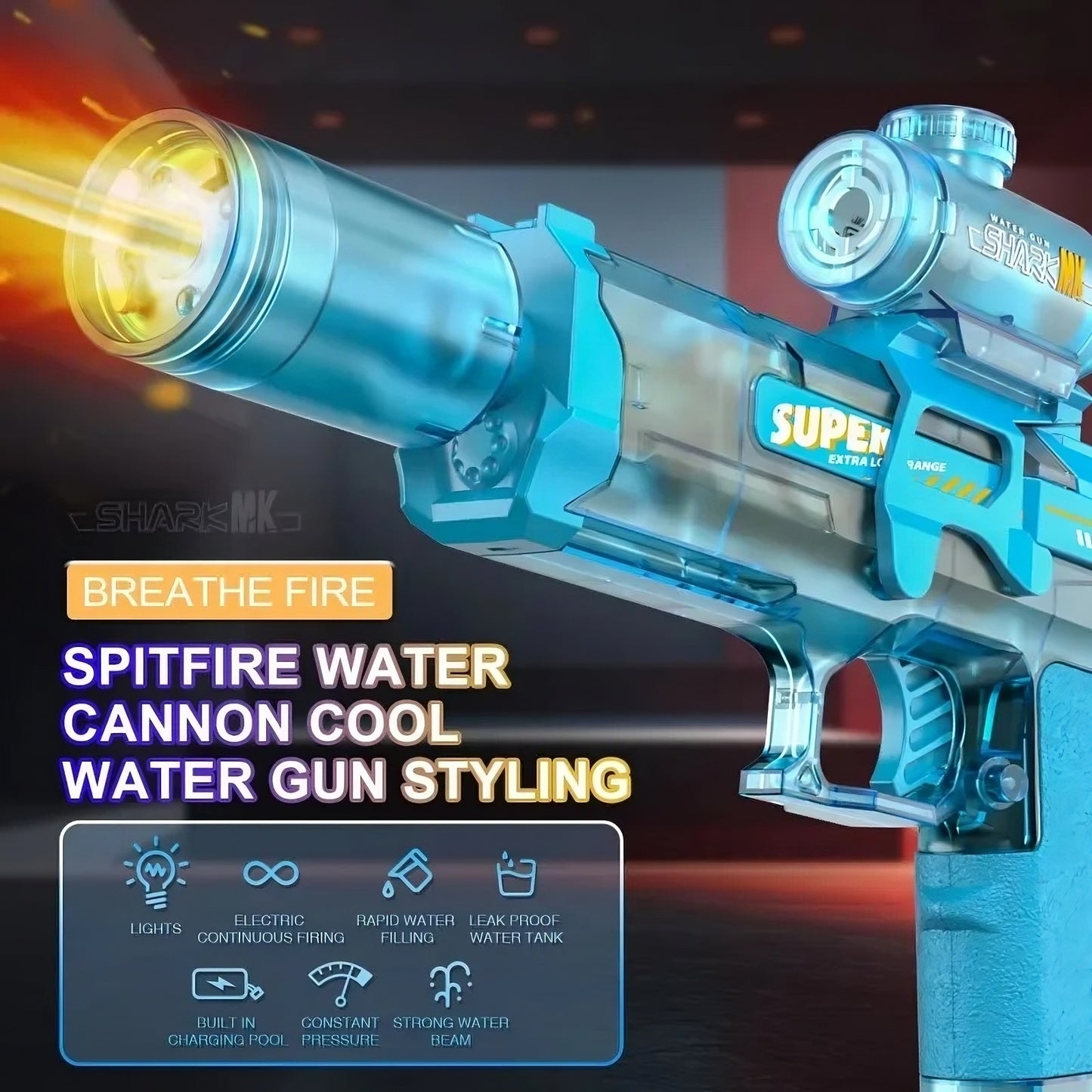 Glow LED Water Gun Automatic Electric Light Up Water Blaster for Kids Red