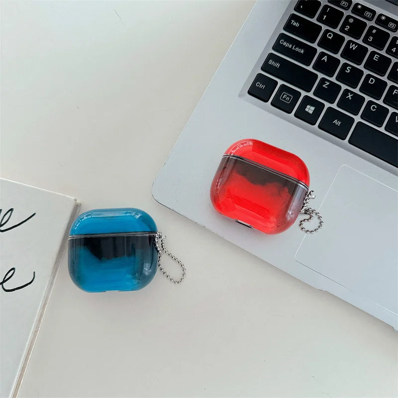 Glow in the Dark Luminous Quicksand AirPods Case Protective Cover with Moving Liquid Sand for AirPods Pro 4 3 2 and Original