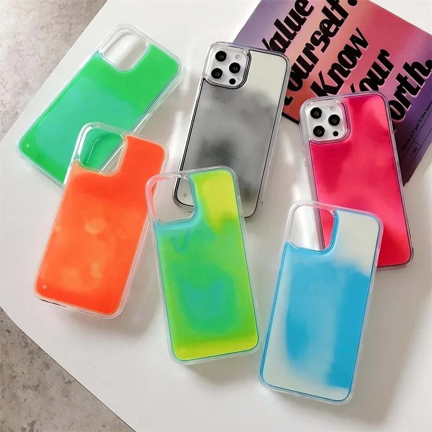 Glow in the Dark Luminous Quicksand Phone Case Liquid Glitter iPhone Case with Shockproof Protection