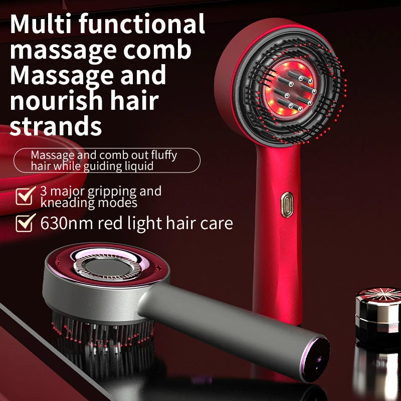 Hair Growth Electric Scalp Massager with Red Light Therapy and Oil Applicator