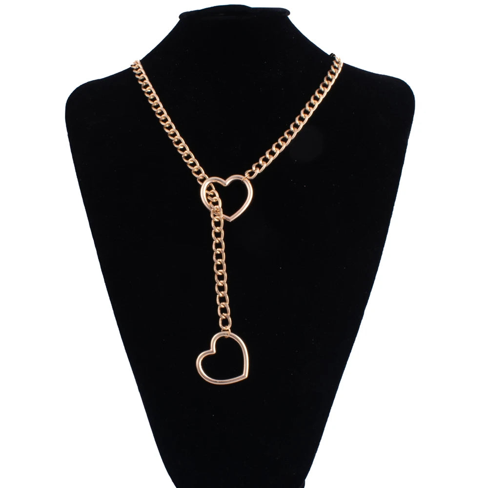 Heart Slip Chain Necklace Adjustable Sexy Heart Choker Necklace for Women General
