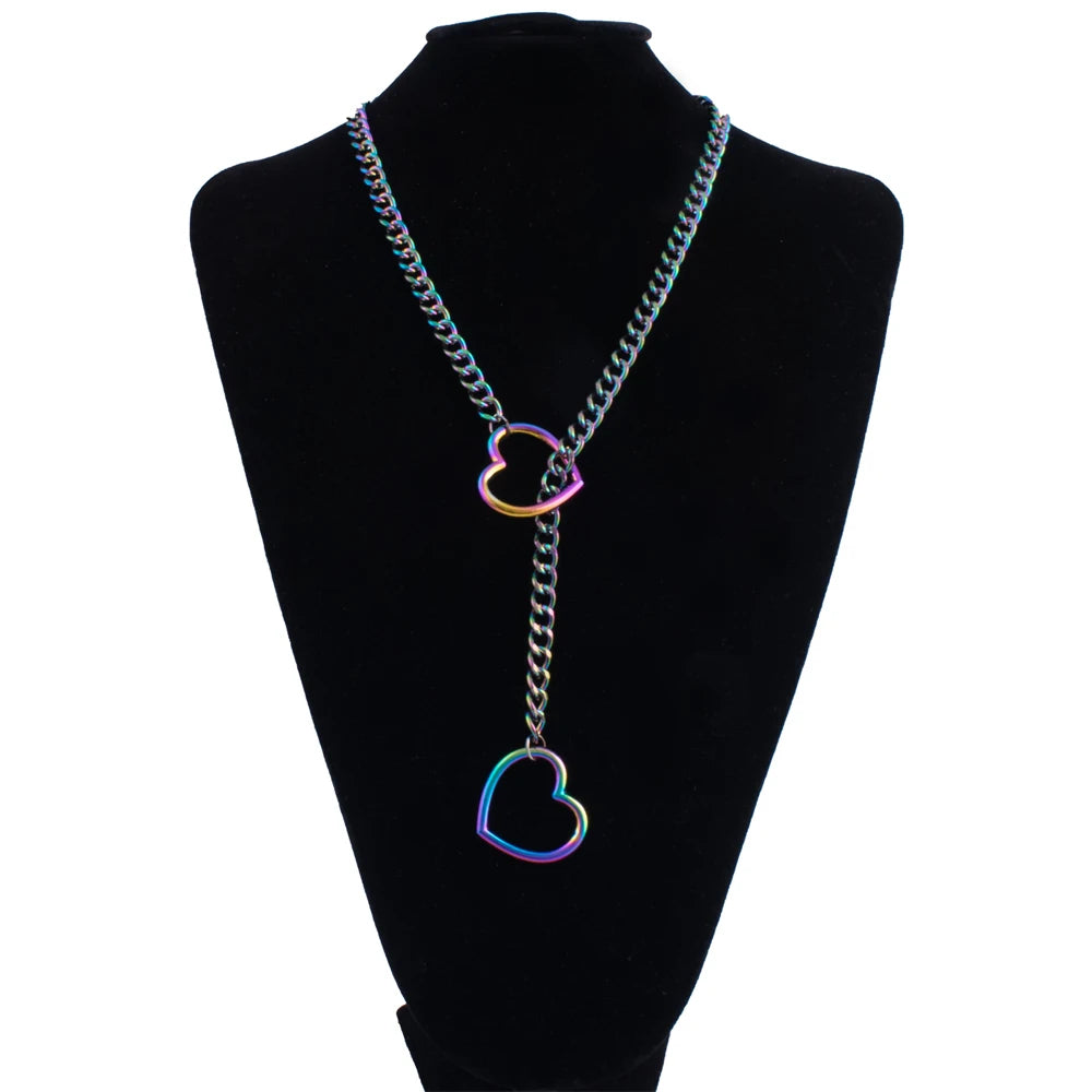 Heart Slip Chain Necklace Adjustable Sexy Heart Choker Necklace for Women Multi Color
