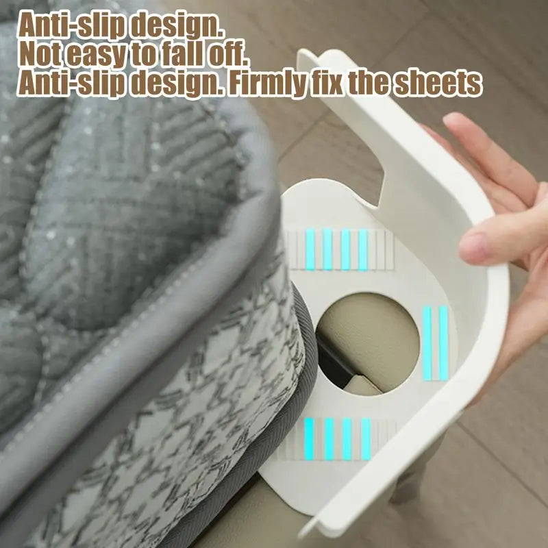 Fixadores de Lençóis de Alta Resistência Tiras Elásticas Ajustáveis para Lençóis com Clipes de Metal para Roupa de Cama Sem Rugas Preto