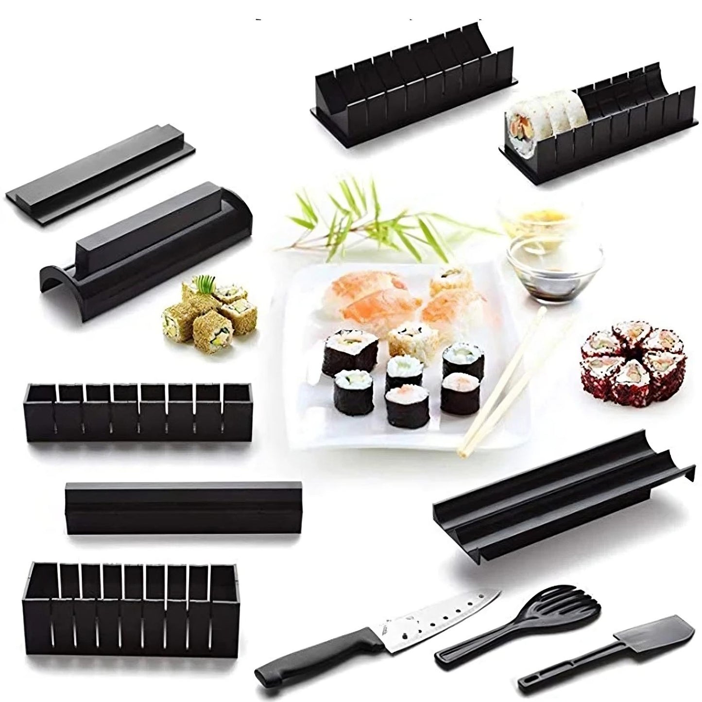 Homemade Sushi DIY Maker Kit Complete Rolling Kit with Mold Fork and Spatula