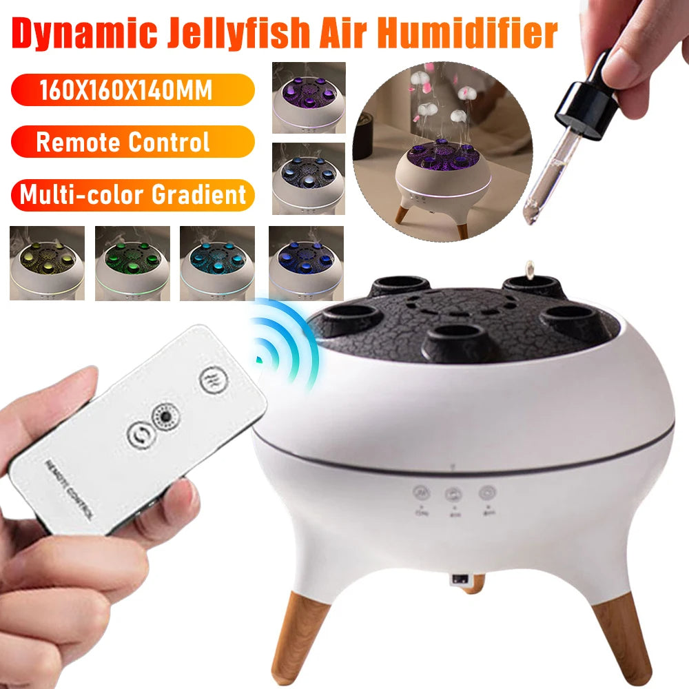 Jellyfish Air Humidifier Dynamic Essential Oil Diffuser with 7 LED Lights and Remote Control