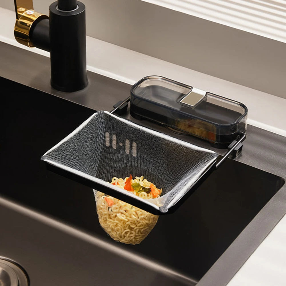 Kitchen Sink Triangle Filter Net with Suction Cup Base Corner Strainer Fine Mesh for Food Waste