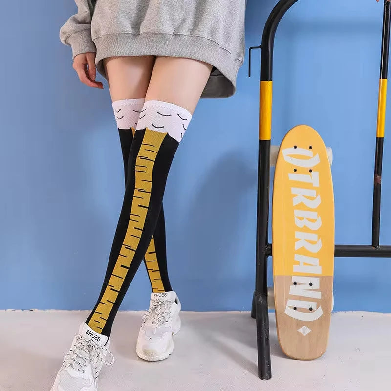 Knee High Novelty Animal Paw Chicken Feet Socks for Women and Men Pink