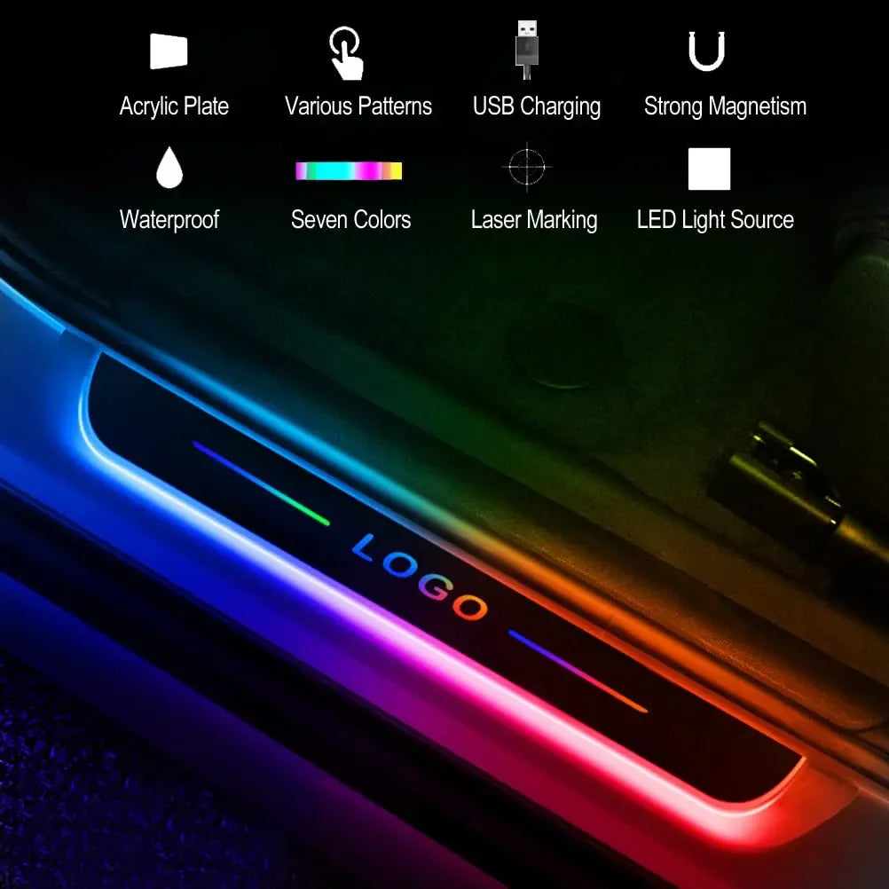LED Car Door Light Personalized Custom Logo Projector Welcome Lights Silver Wireless Ghost Shadow Courtesy Lights for Universal Car Door Step Decoration