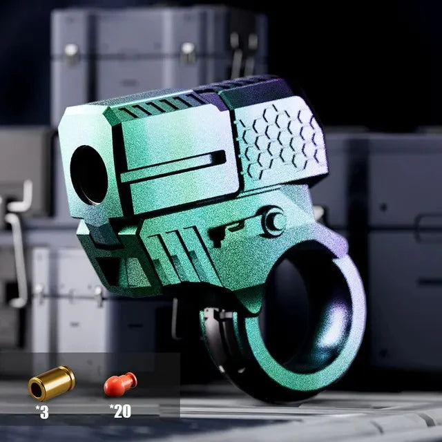 Ring Fidget Gun lavet af højkvalitets, holdbare materialer, kompakt og let, designet til at lindre stress, forbedre fokus og give underholdning.