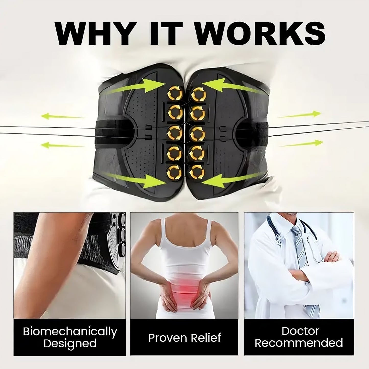 Lumbar Support Belt Adjustable Double Pull Unisex Back Brace for Posture Correction and Pain Relief