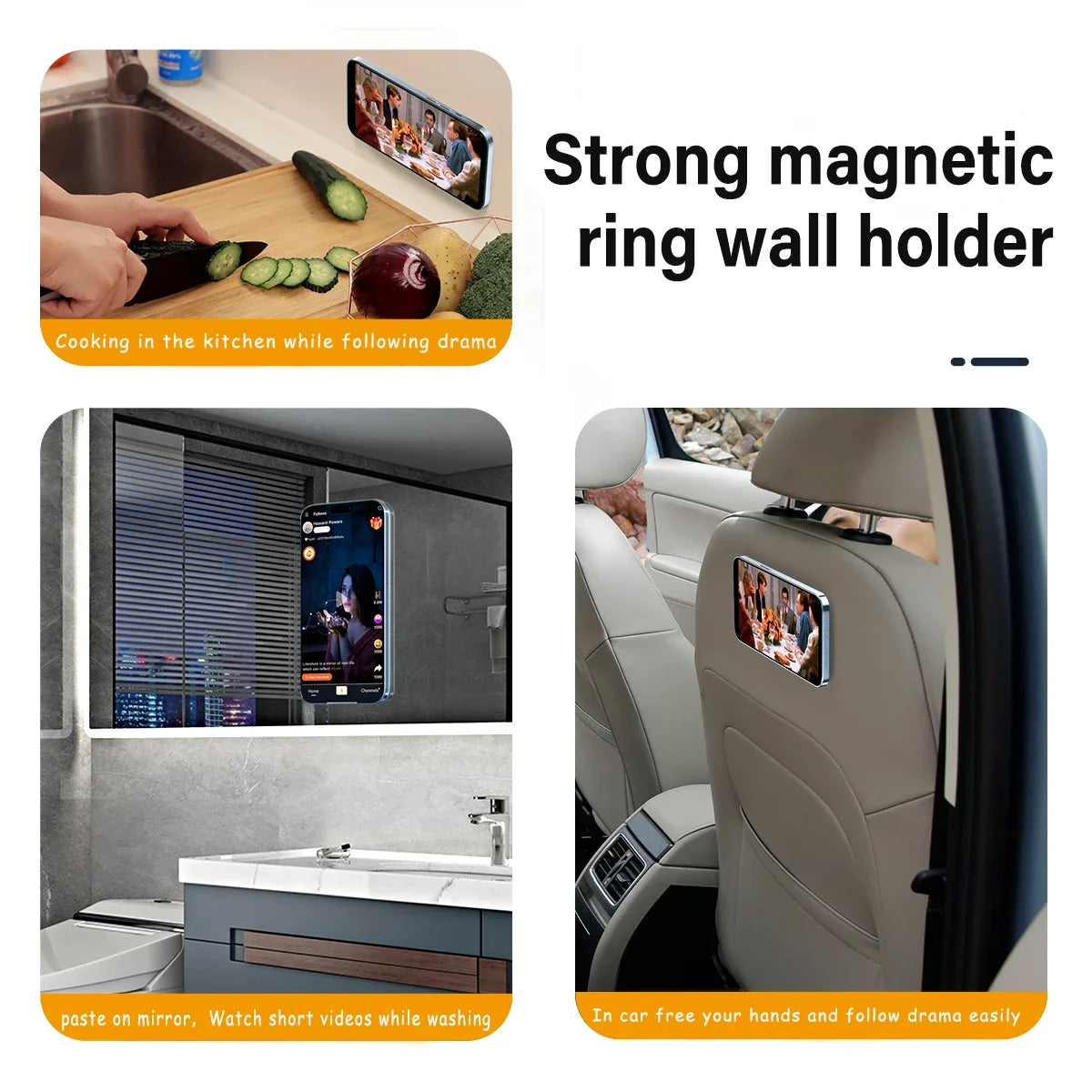 MagSafe Ring Holder for iPhone Magnetic 360 Rotating Finger Grip Stand with Strong Hold