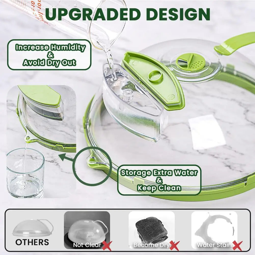 Microwave Food Cover with Water Steamer 10 Inch Heat Resistant Splatter Guard with Handle Blue