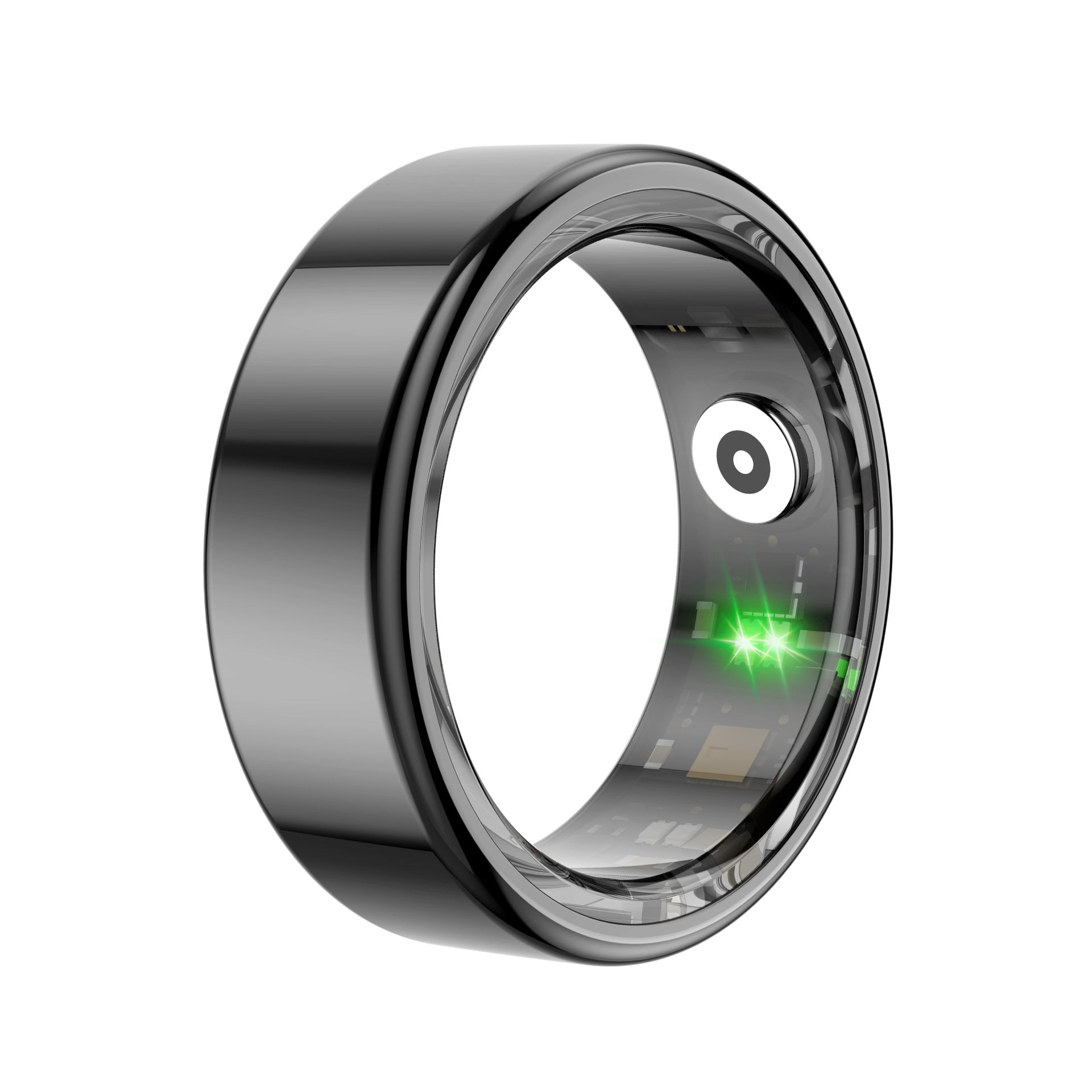 Smart Ring realizzato con materiali resistenti e leggeri, monitora i parametri di salute, riceve notifiche e si sincronizza con i dispositivi mobili per offrire praticità e stile.