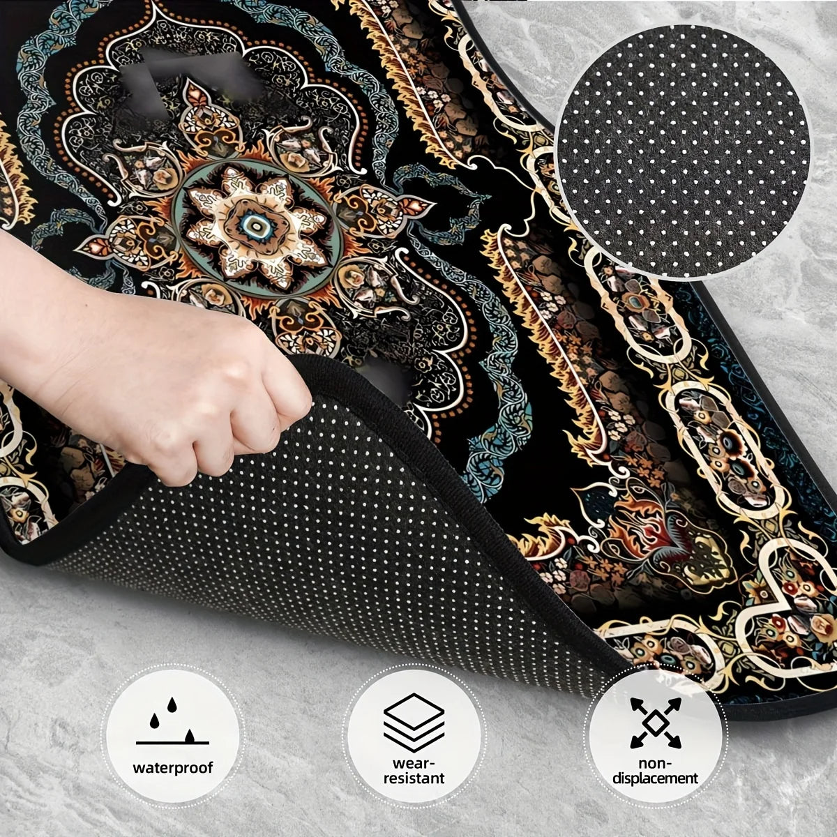 Non Slip Persian Rug Car Mats Luxury Oriental Floor Mats Set of 4 Universal Fit All Weather Protection