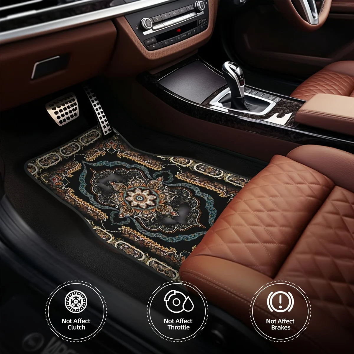 Oriental Floor Mats Persian Rug Car Mats Luxury Set of 4 Universal Fit Non Slip Backing All Weather Protection