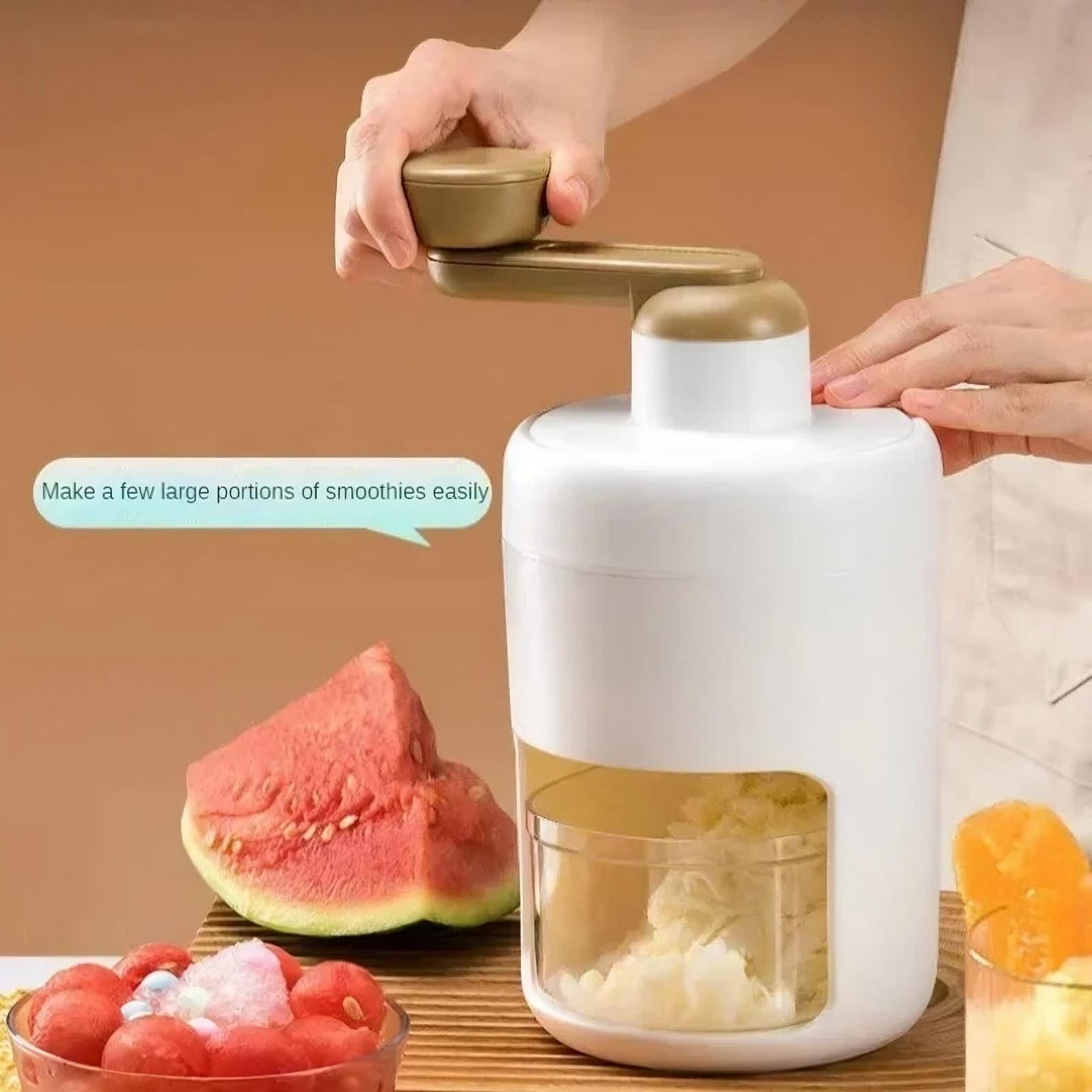 Portable Manual Ice Crusher Slushie Maker Hand Crank Machine for Shaved Ice and Frozen Drinks