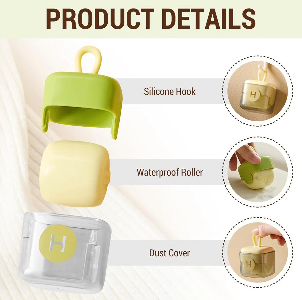 Portable Pet Hair Remover Reusable Lint Roller for Furniture Couch Carpet and Clothes Self Cleaning Fur Removal Tool for Cat and Dog Hair General