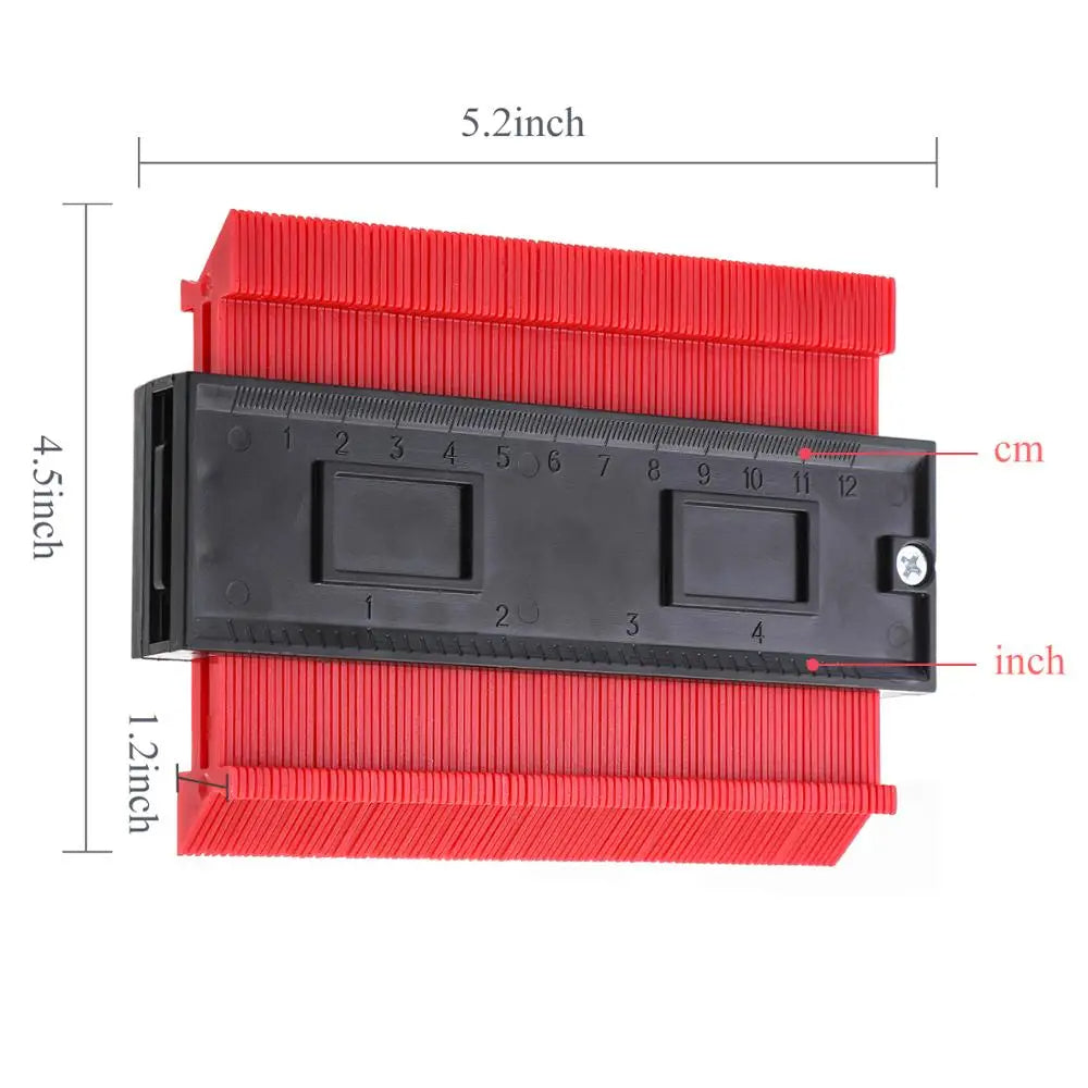 Profile Duplicator Contour Gauge Precise Shape Copying Tool for Woodworking Tile Cutting and Flooring Red