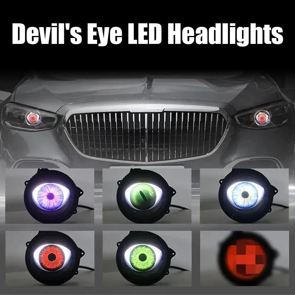 Remote Control Dynamic LED Demon Eye Headlights Universal Fit for Cars Trucks Motorcycles and SUV