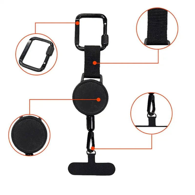 Retractable Anti Theft Phone Strap Lanyard with Carabiner Clip for Universal Hands Free Cell Use