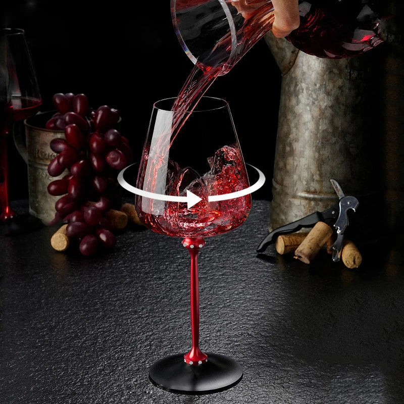 Self Rotating Base Spinning Wine Glass Aerator Crystal Goblet for Whiskey Wine and Cocktails
