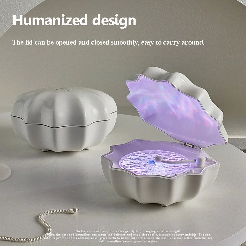 Shell Vinyl Bluetooth Speaker with 7 Color Ambient Light Projection Retro Wireless Music Player with White Noise Sleep Aid Green