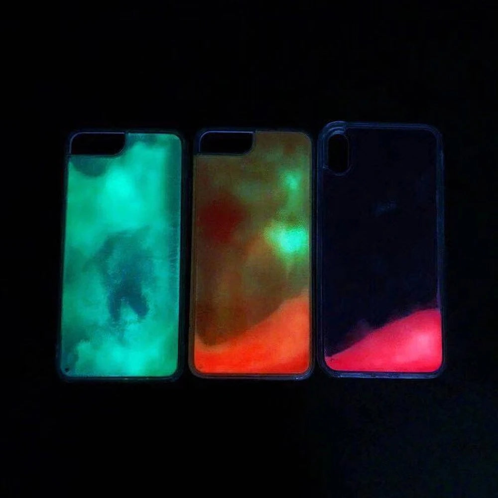 Shockproof Luminous Quicksand iPhone Case Glow in the Dark Liquid Glitter Protection