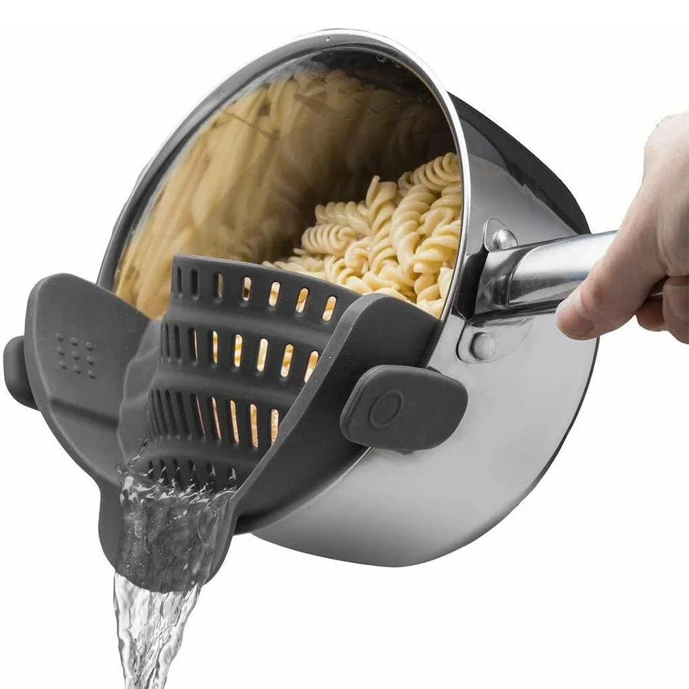Silicone Universal Pot Strainer Clip Adjustable for Pasta and Vegetables