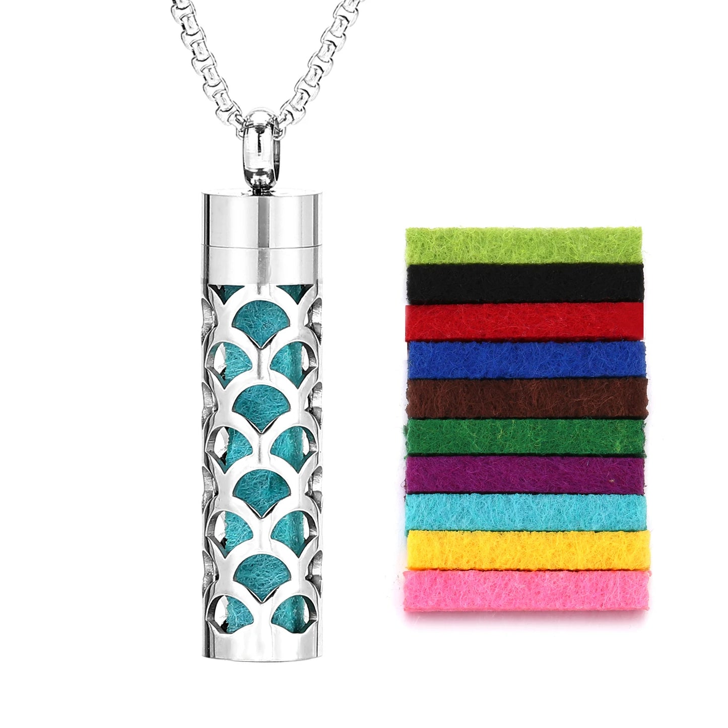 Stainless Steel Aromatherapy Scent Necklace Perfume Oil Diffuser Locket Jewelry for Couples General