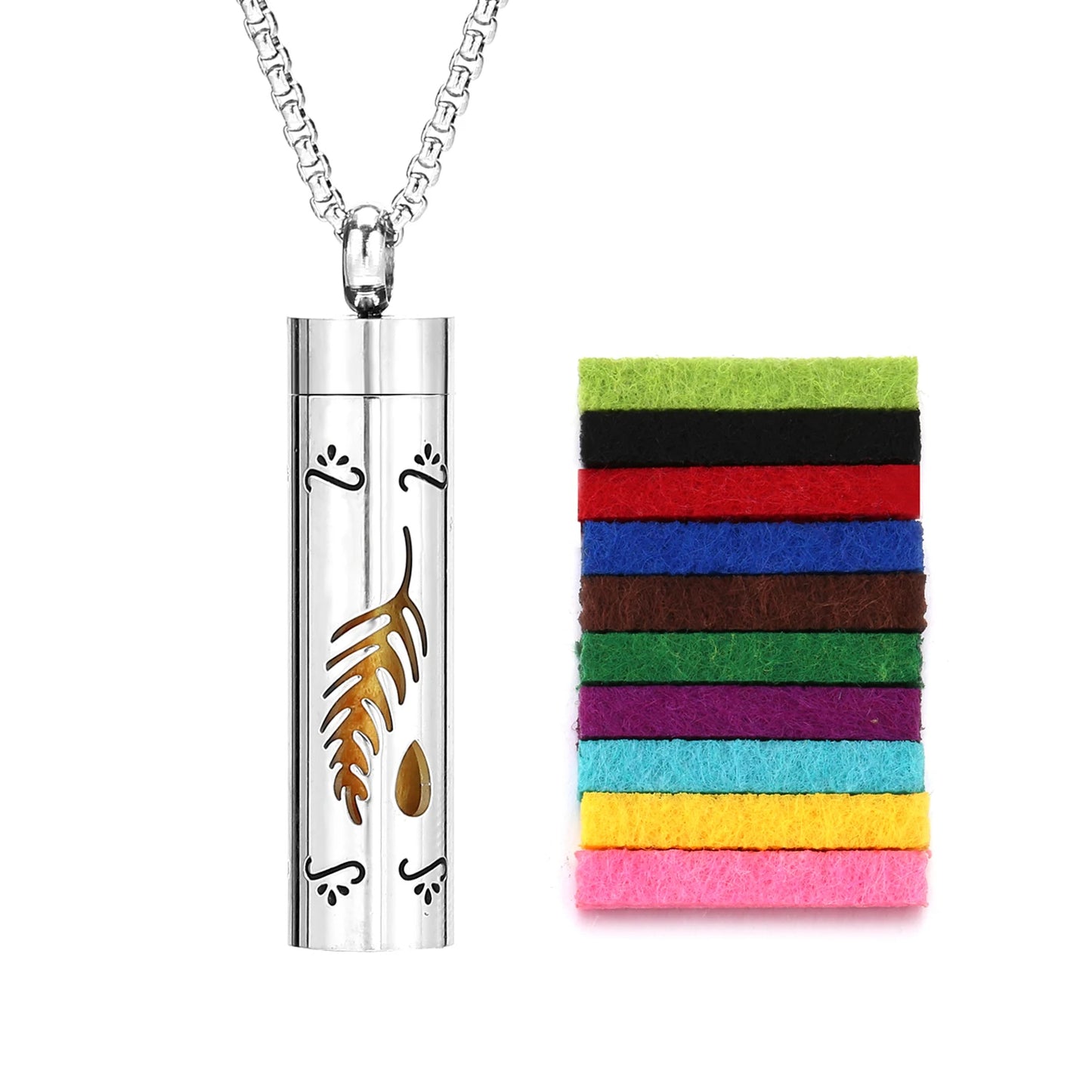 Stainless Steel Aromatherapy Scent Necklace Perfume Oil Diffuser Locket Jewelry for Couples Multi Color