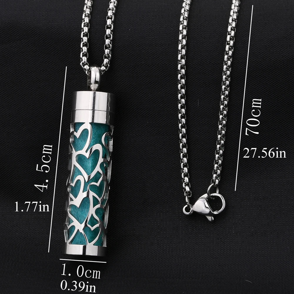 Stainless Steel Aromatherapy Scent Necklace Perfume Oil Diffuser Locket Jewelry for Couples Rose Gold